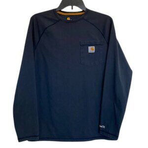 CARHARTT Force Long Sleeve Navy Blue Long Sleeve T Shirt Small